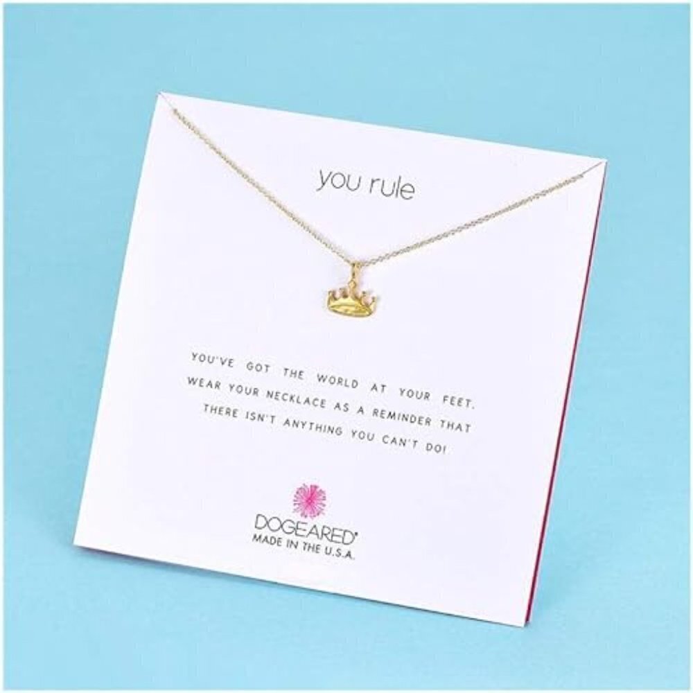 Dogeared Good Vibes Only, Gold Crown Pendent Necklace  - NEW - Picture 4 of 4
